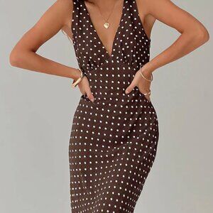 Nellie maxi dress brown polka dot